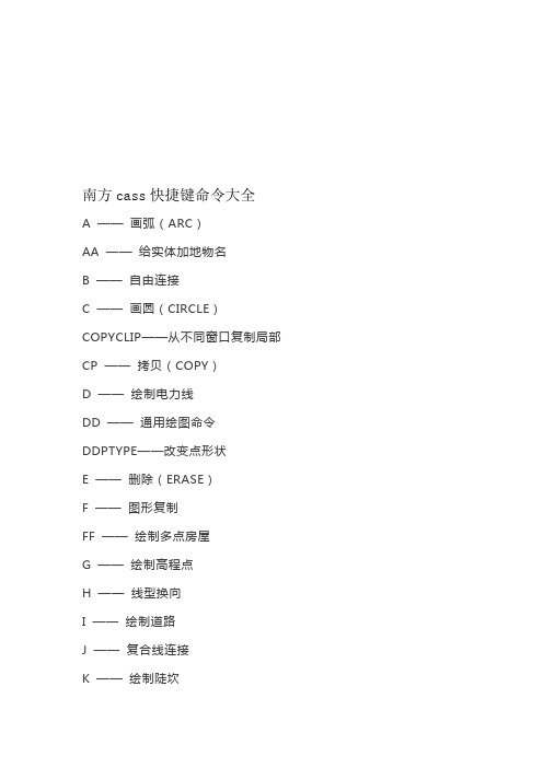 南方cass快捷键命令大全