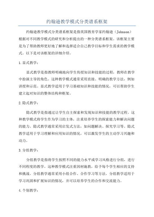 约翰逊教学模式分类谱系框架