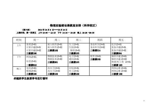 物理实验课程安排