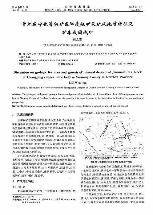 贵州威宁长箐铜矿区脚麦地矿段矿床地质特征及矿床成因浅析