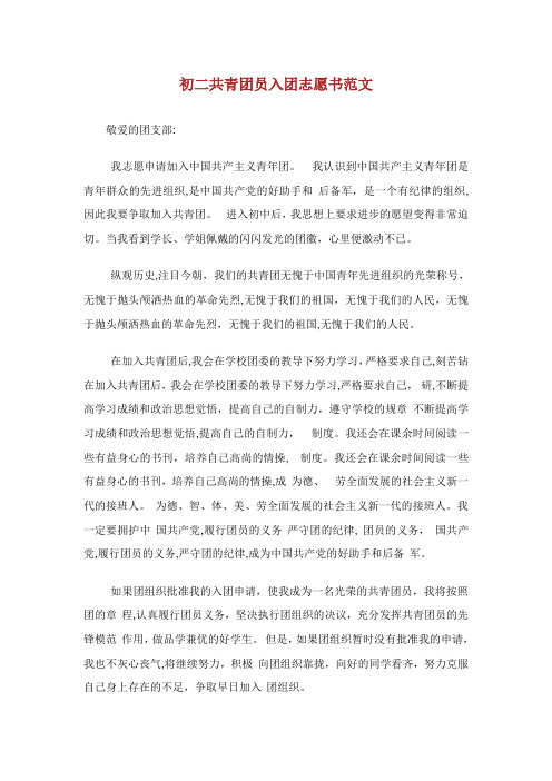 初二共青团员入团志愿书范文字.doc