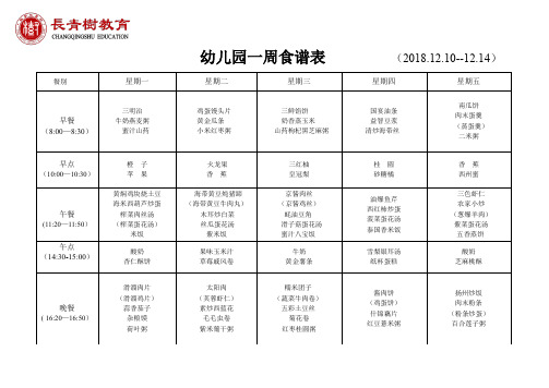 幼儿食谱2018.12.10--12.14