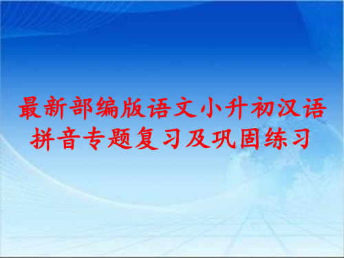 最新部编版语文小升初汉语拼音专题复习及巩固练习