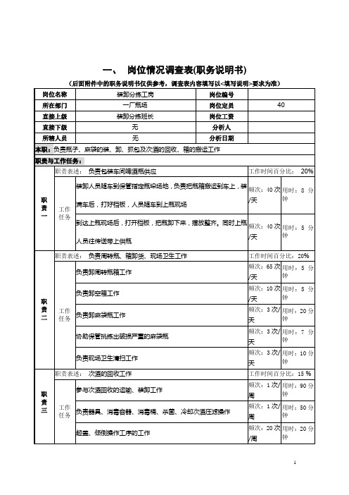 装卸分拣工岗位职责说明书