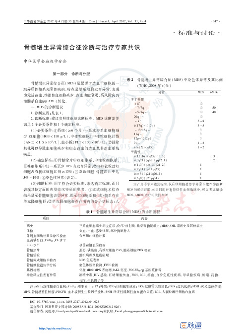 骨髓增生异常综合征诊断治疗专家共识