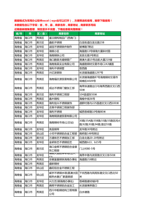 2020新版海南省海口市钢材工商企业公司商家名录名单联系电话号码地址大全934家