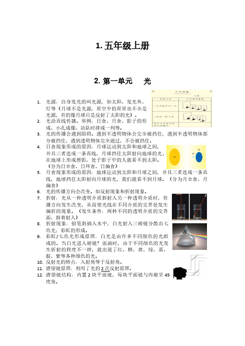 教科版 小学科学全册知识点总结小升初知识点总结