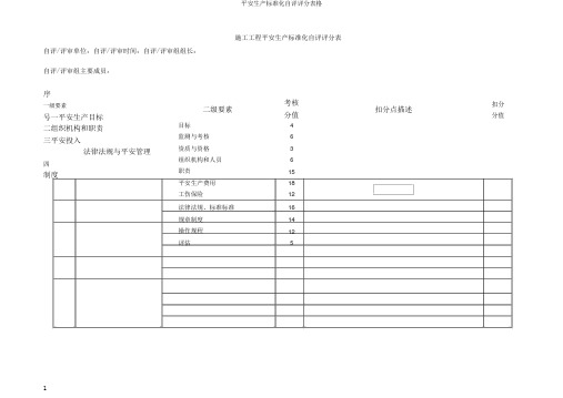 安全生产标准化自评评分表格