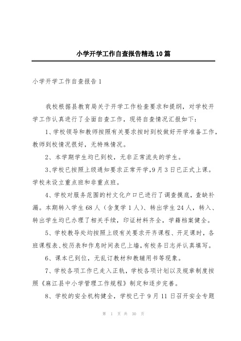 小学开学工作自查报告精选10篇