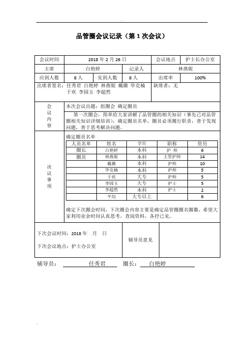 品管圈会议记录