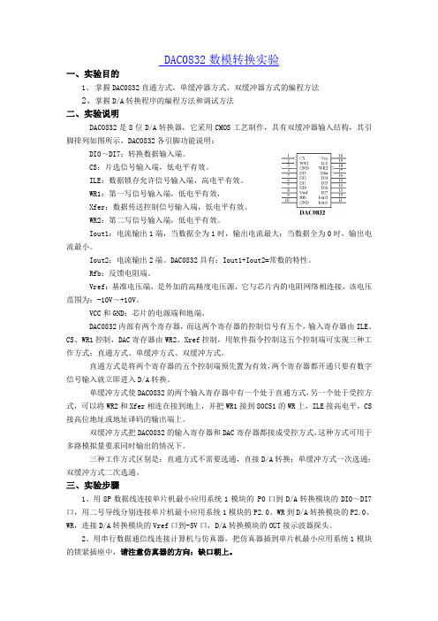 DAC0832数模转换实验