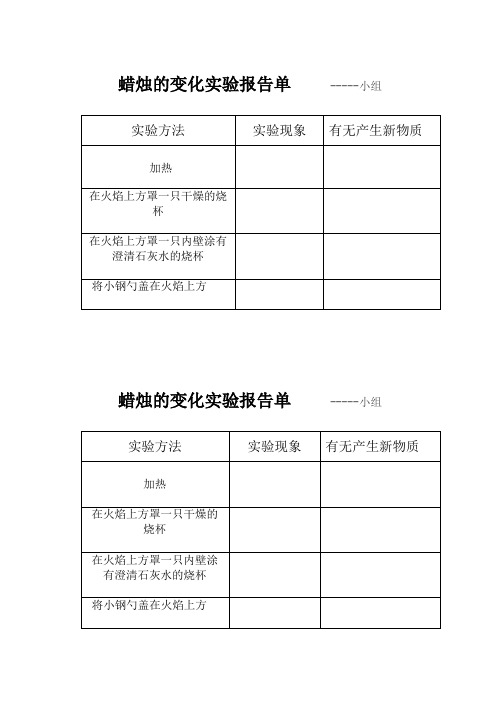 蜡烛的变化实验报告单报告单23