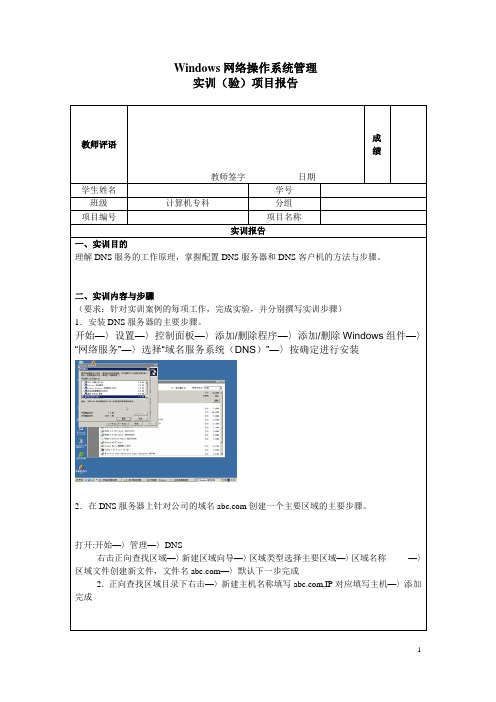 06实训项目报告-配置DNS服务