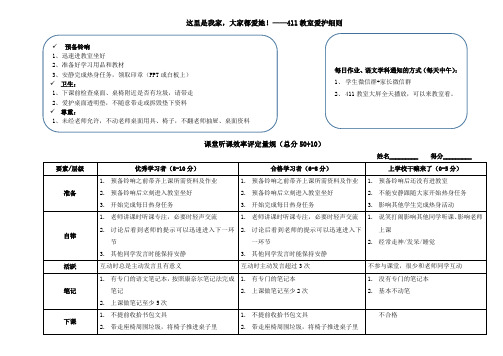 课堂听课效率+常规作业评定量规