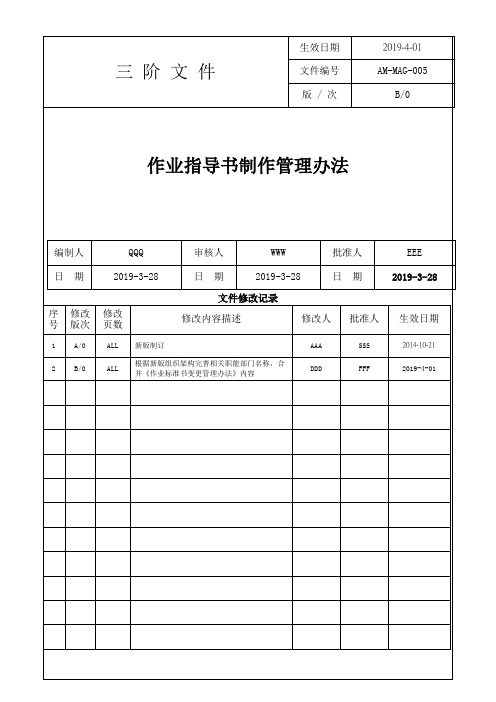 工厂作业指导书制作管理办法