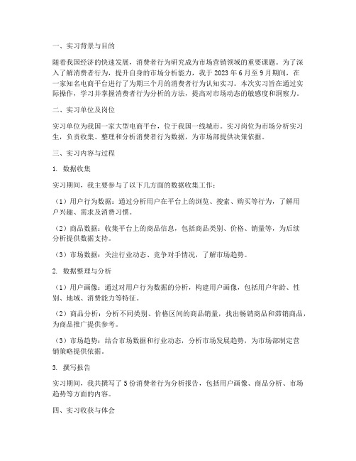 消费者行为认知实习报告