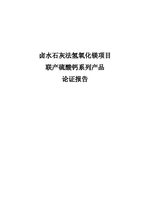 卤水石灰法生产氢氧化镁项目  可行性报告