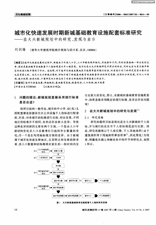 城市化快速发展时期新城基础教育设施配套标准研究——在大兴新城规划中的研究、发现与启示