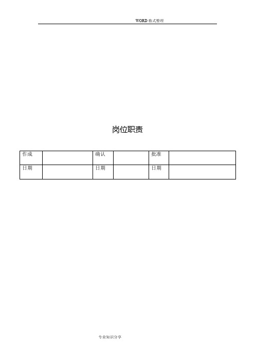 岗位职责说明书_2017年版