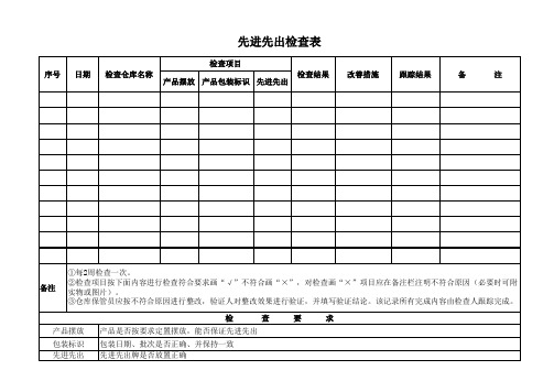 先进先出检查表