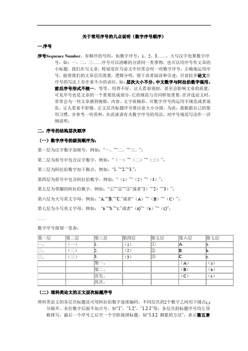 序号级别规定