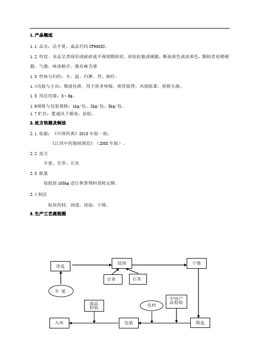 法半夏饮片生产工艺规程