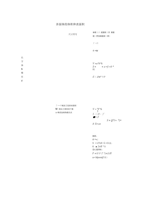 多面体的体积和表面积计算公式大全