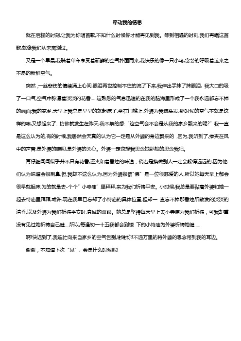 牵动我的情思半命题作文600字