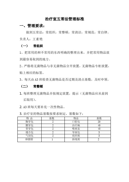 配药室、治疗室五常法管理