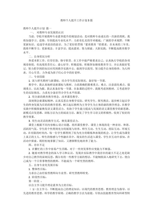 教师个人提升工作计划5篇