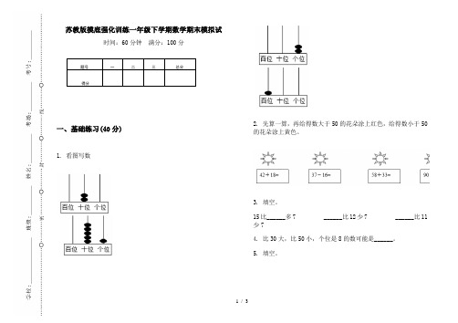 苏教版摸底强化训练一年级下学期数学期末模拟试