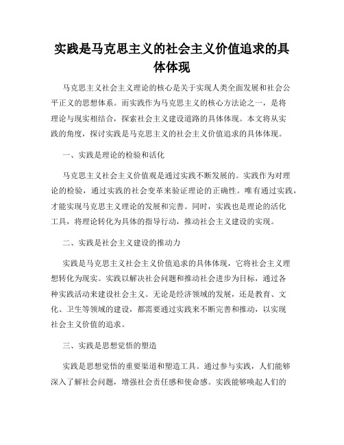 实践是马克思主义的社会主义价值追求的具体体现