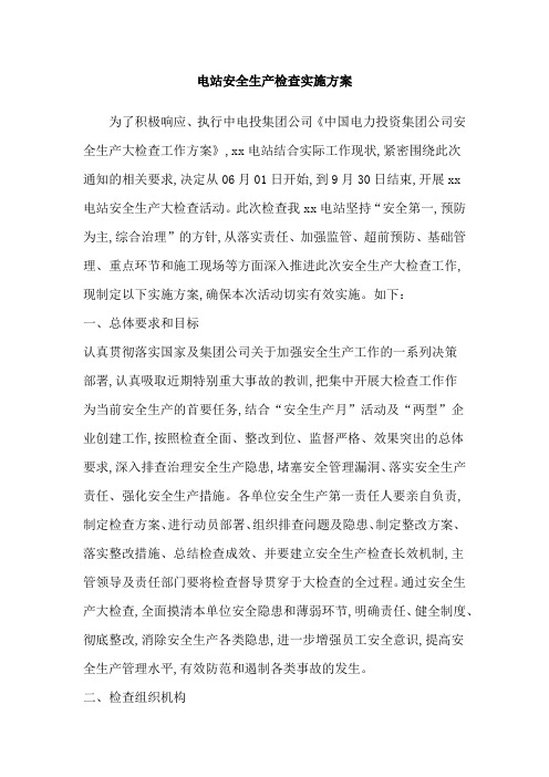 电站安全生产检查实施方案