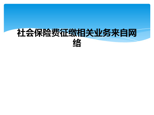 社会保险费征缴相关业务来自网络