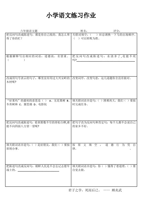 小学六年级语文课堂延伸训练 (33)