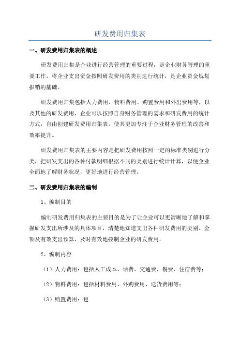 研发费用归集表