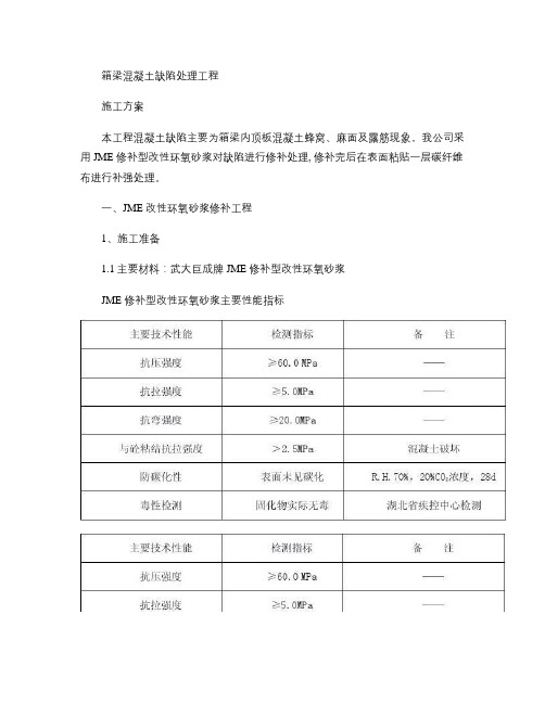 箱梁缺陷修补施工方案.