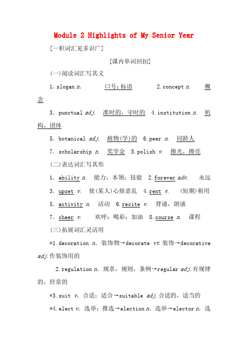 高考英语一轮复习 Module 2 Highlights of My Senior Year