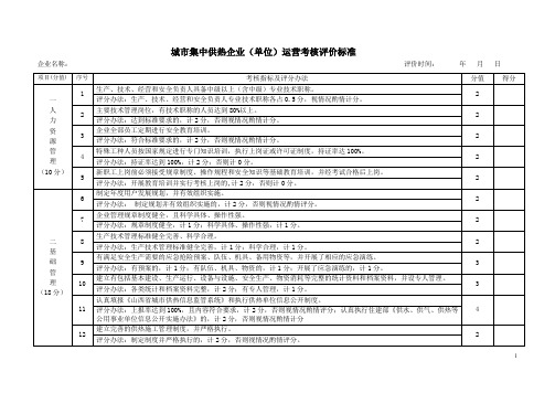 城市集中供热企业运营考核标准