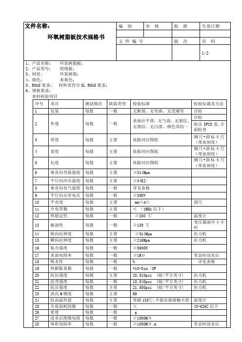 环氧树脂技术规格书