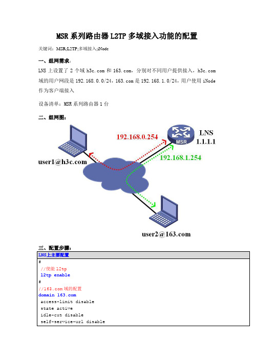 H3C MSR系列路由器二层vpn接入功能典型配置案例