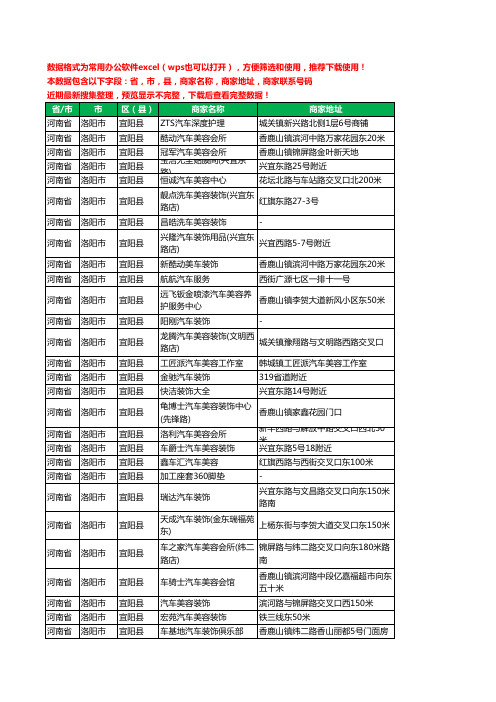 2020新版河南省洛阳市宜阳县汽车装饰工商企业公司商家名录名单联系电话号码地址大全44家