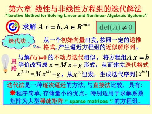 第六章线性与非线性方程组的迭代解法IterativeMethodfor