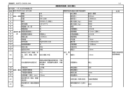 1.2顾客需求识别表