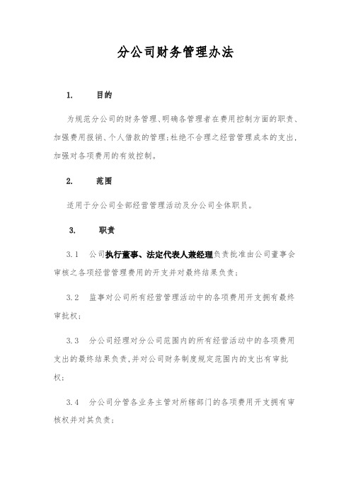 分公司财务管理办法