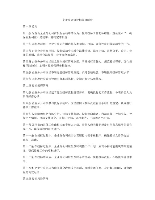 企业分公司投标管理制度