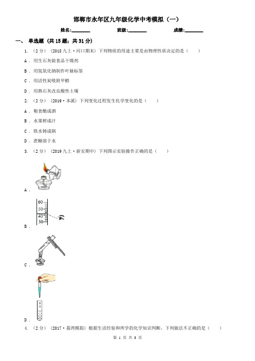 邯郸市永年区九年级化学中考模拟(一)