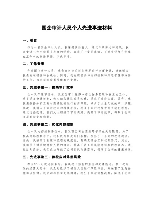 国企审计人员个人先进事迹材料