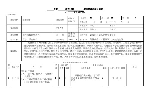 线性代数进度表