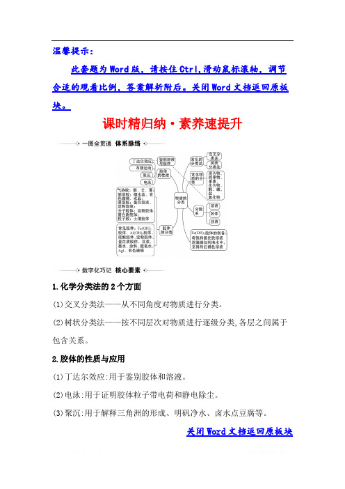 2021版化学名师讲练大一轮复习鲁科新高考地区专用版课时精归纳·素养速提升 2.1 元素与物质的分类 